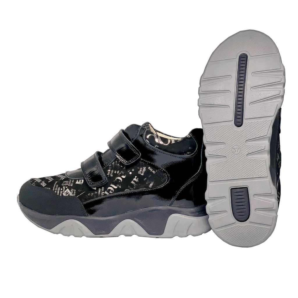 Black-Silver Orthopedic Leather Boots with Arch and Ankle Support