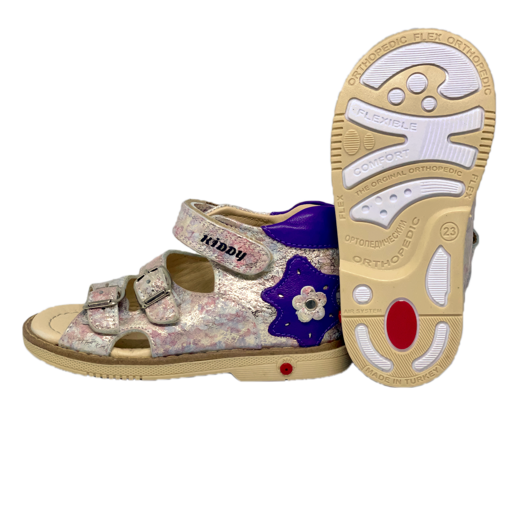 Orthopedic Kids Sandals Silver-Purple | Arch and Ankle Support | Baby Plus Australia