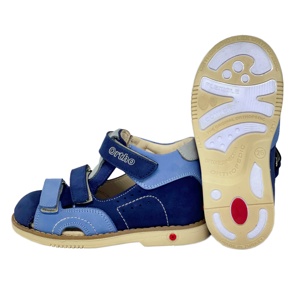 Photo of kids orthopedic sandals with arch and ankle support. Made by Ortho Shoes Australia