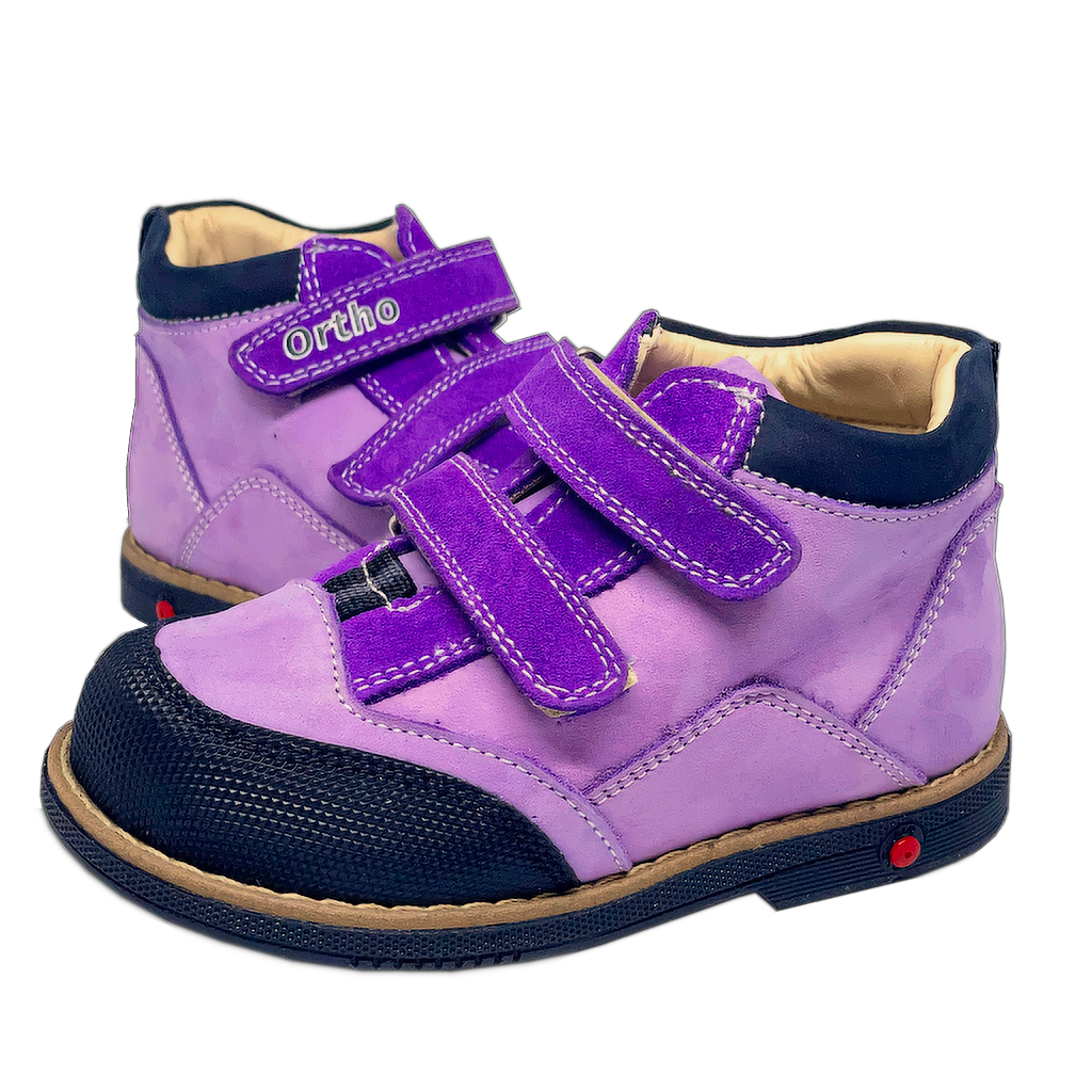 Lavender-colored boots for kids with arch and ankle support