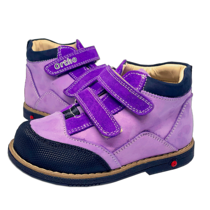 Lavender-colored boots for kids with arch and ankle support