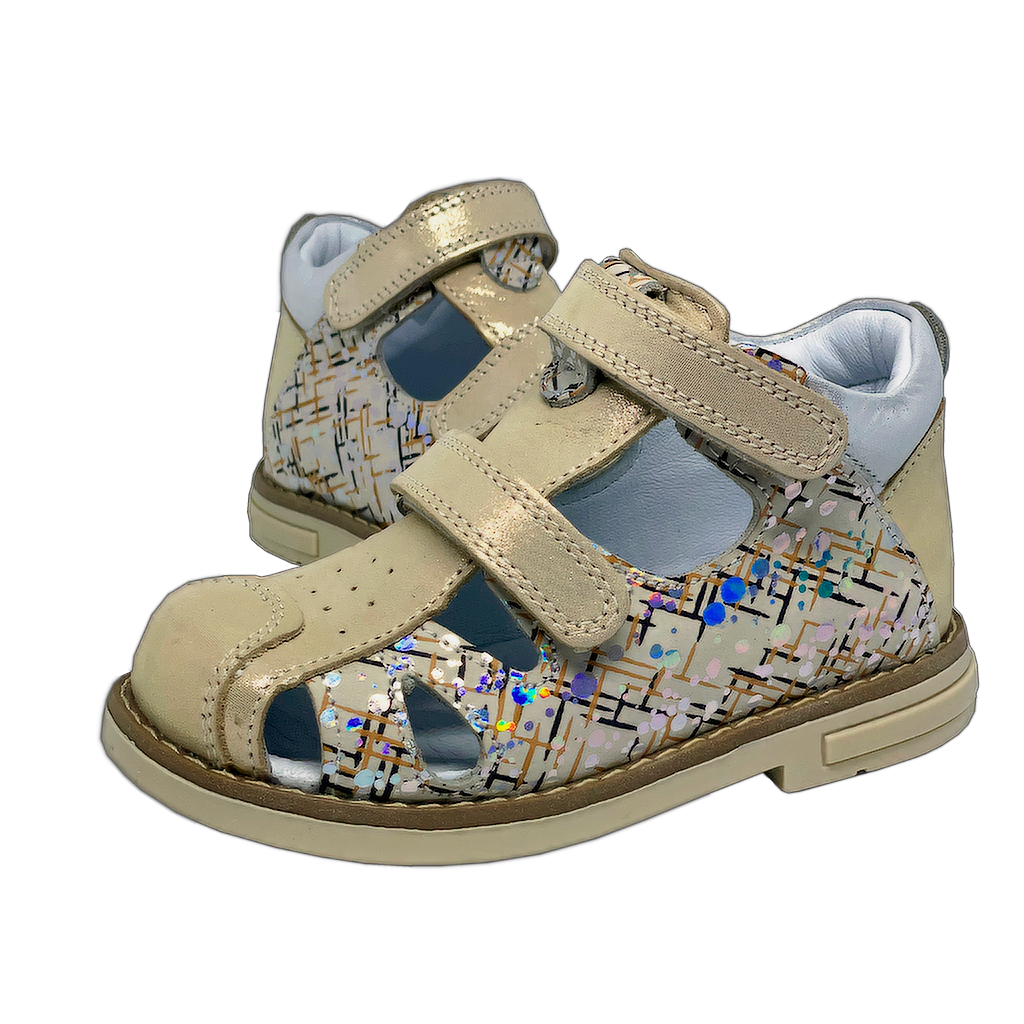 Photo of Closed Beige Orthopaedic Sandals for Kids with Arch and Ankle Support made by Ortho Shoes Australia
