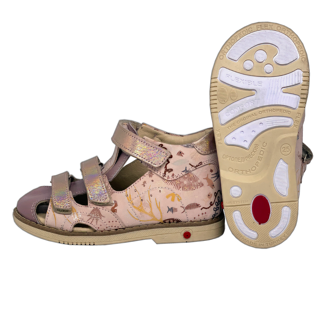 Baotou Sandals - Grecian Strap Ties / Open Center Foot / Closed Toe / Heel  Support / Beige
