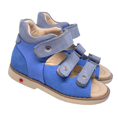 Photo of  Blue Orthopaedic Sandals for Kids with Arch and Ankle Support made by Ortho Shoes Australia