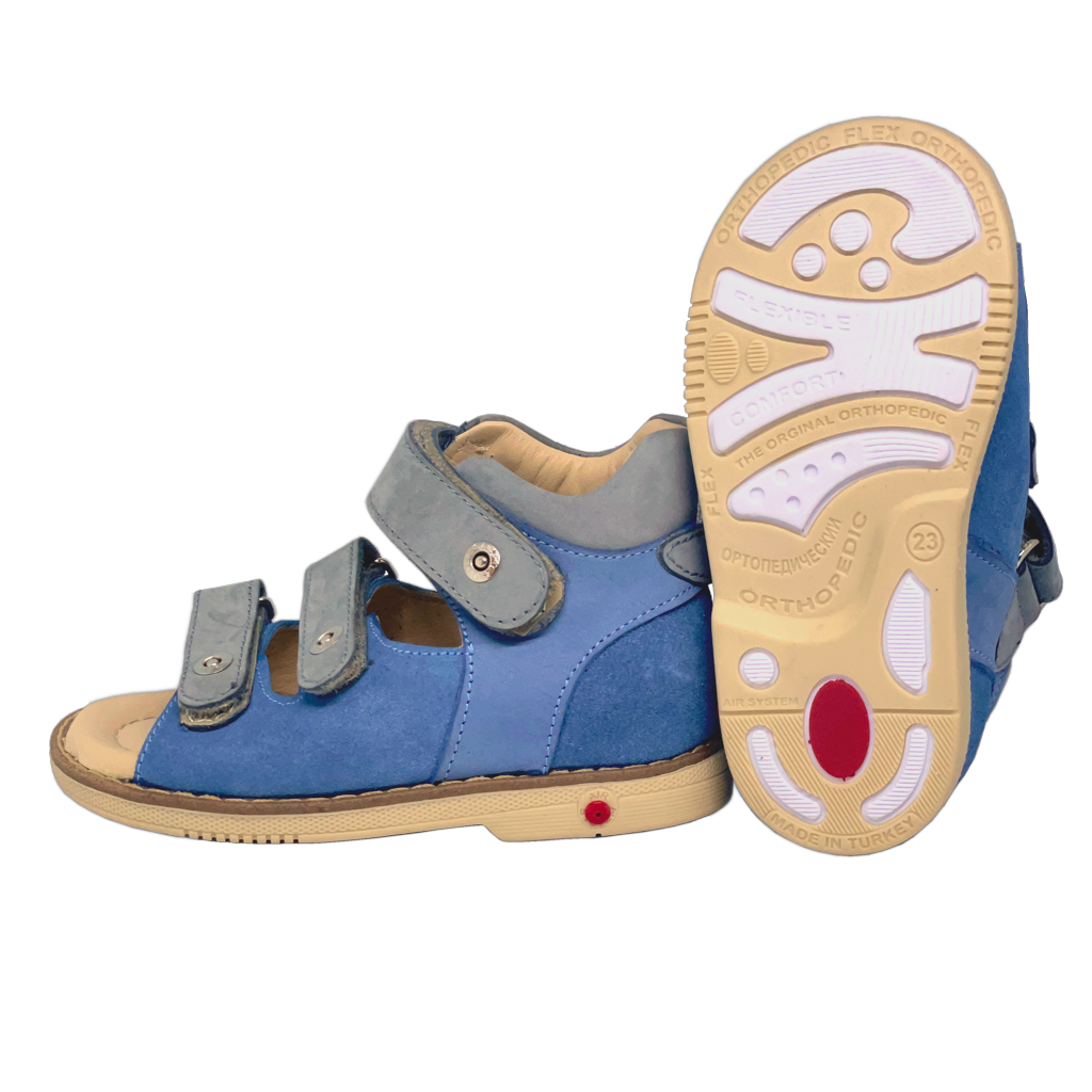 Photo of  Blue Orthopaedic Sandals for Kids with Arch and Ankle Support made by Ortho Shoes Australia