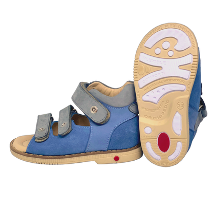 Photo of  Blue Orthopaedic Sandals for Kids with Arch and Ankle Support made by Ortho Shoes Australia