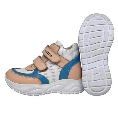 Orthopedic Sneakers in White-Pink, specially designed for girls, featuring arch and ankle support for healthy and comfortable footwear.