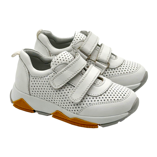 White Leather Orthopedic Sneakers with Arch and Ankle Support for Optimal Foot Health.