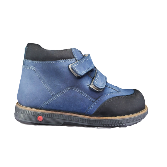 3D model showcasing Orthopaedic Blue-Black boots for kids, designed with arch and ankle support for utmost comfort and stability.