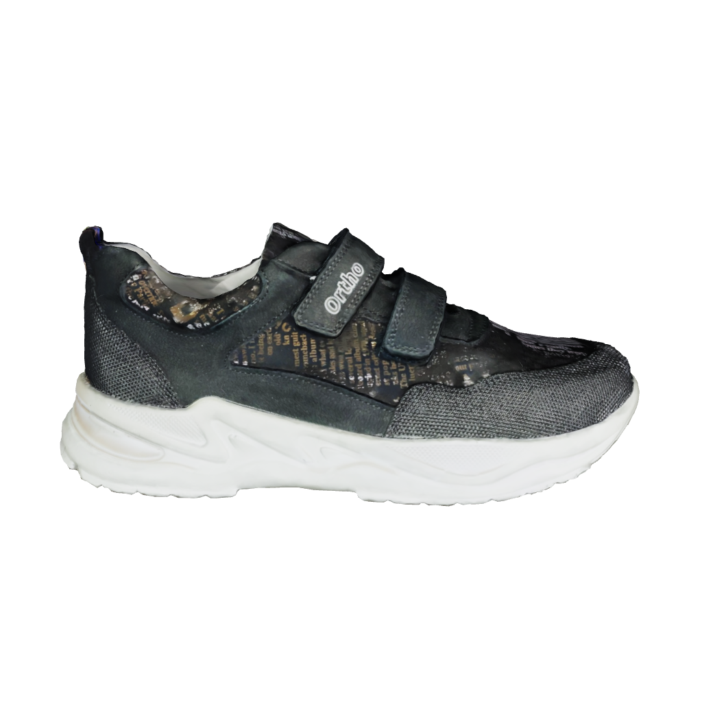 3D model of Orthopaedic Sneakers Black-Silver, showcasing arch and ankle support for improved comfort and stability.