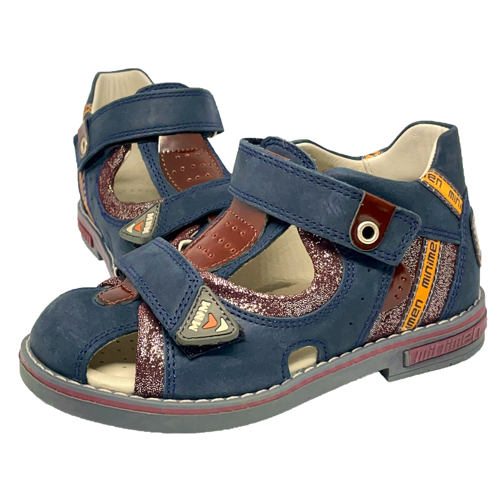 Orthopedic Closed Sandals Navy-Brown | Arch and Ankle Support for Kids ...