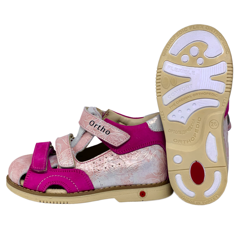 Photo of kids orthopedic sandals with arch and ankle support. Made by Ortho Shoes Australia