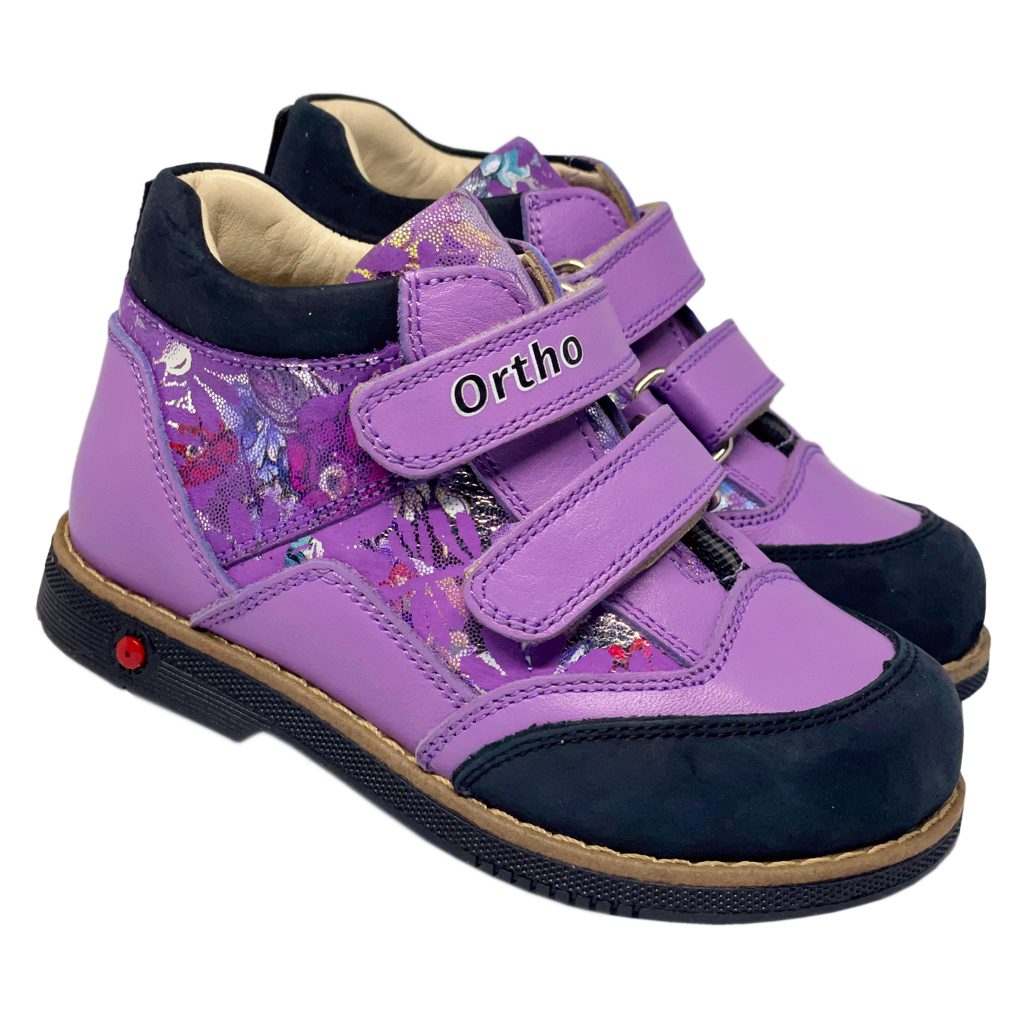 Purple Flowers Orthopedic Boots | Arch & Ankle Support – Ortho Shoes ...
