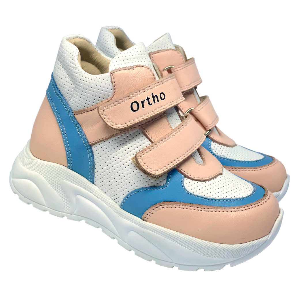 Orthopedic Sneakers in White-Pink, specially designed for girls, featuring arch and ankle support for healthy and comfortable footwear.